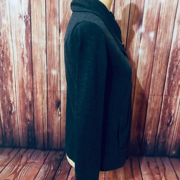 Women’s Small Sweater Cardigan Kensie Anthropologie Dark Gray One Button Pockets - Picture 5 of 13
